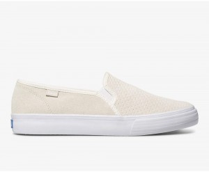 Beige Keds Double Decker Suede Slip On | 3468-QJBPI