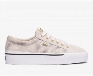 Beige Keds Jump Kick Duo Suede Sneakers | 2816-PCAZX