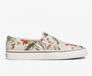 Beige / Multicolor Keds x Organic Cotton Jump Kick Slip Tropical Slip On | 3845-OTKFQ