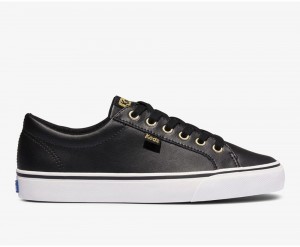 Black Keds Jump Kick Leather Sneakers | 6384-FNOSU