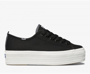 Black Keds Triple Up Canvas Sneakers | 2748-BNZDT