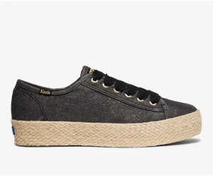 Black Keds x Organic Cotton Triple Kick Jute Sneakers | 4876-LWQGH