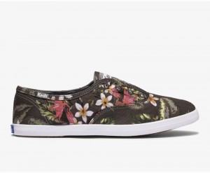 Black / Multicolor Keds x Organic Cotton Chillax Tropical Washable Slip On | 6850-VOIFZ