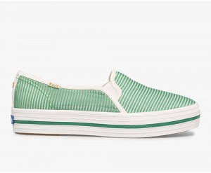 Green Keds x Kate Spade New York Triple Decker Stripe Mesh Slip On | 2750-JLIHX