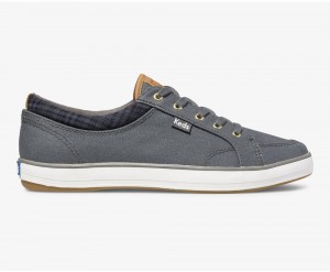 Grey Keds Center Waxed Canvas Sneakers | 0592-KOBVJ