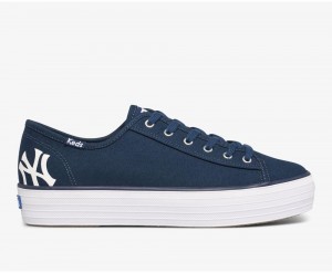 Navy Keds Triple Kick MLB Sneakers | 4761-BNRDV