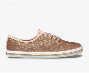 Rose Gold Keds x Kate Spade New York Champion Glitter Sneakers | 6718-OHZIX