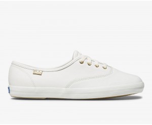 White Keds Champion Luxe Leather Sneakers | 7328-DRXLY