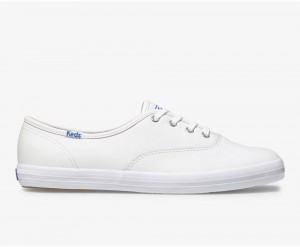 White Keds Champion Originals Leather Sneakers | 2418-PUZAY