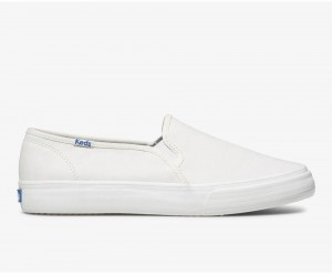 White Keds Double Decker Leather Slip On | 3426-ZGBQL