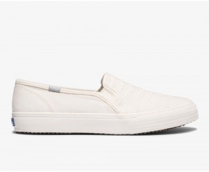 White Keds Double Decker Ribbed Wave Jersey Slip On | 6378-QNLBM