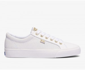 White Keds Jump Kick Perf Leather Sneakers | 9531-MDWTO