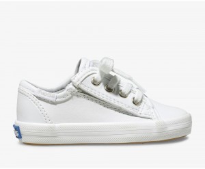 White Keds Kickstart Jr. Leather Sneakers | 7469-IDNVB