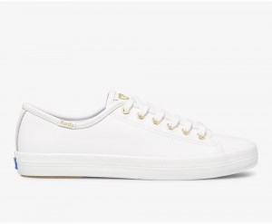 White Keds Kickstart Leather Sneakers | 4351-KTMAJ