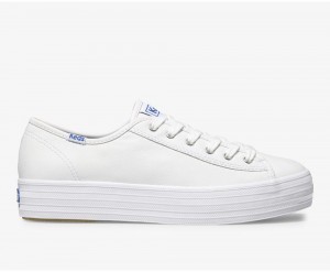 White Keds Triple Kick Leather Sneakers | 3250-NTGYA