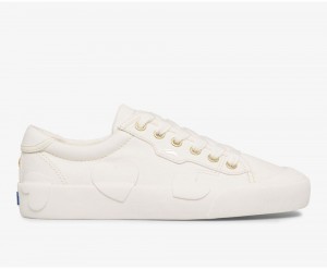 White Keds x Kate Spade New York Crew Kick Rubber Applique Canvas Sneakers | 6205-NETWV