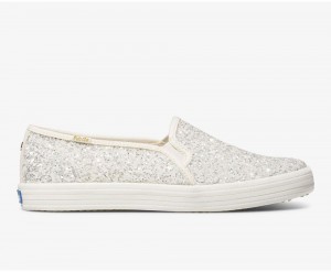 White Keds x Kate Spade New York Double Decker Glitter Slip On | 5714-VARKL