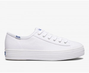 White Keds x Organic Cotton Triple Kick Sneakers | 5342-GIVJN