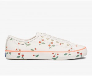 White Keds x Rifle Paper Co. Kickstart Mini Strawberries Sneakers | 0648-VCMGR