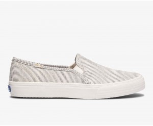 White / Black Keds Double Decker Ikat Stripe Slip On | 1720-KBVRH