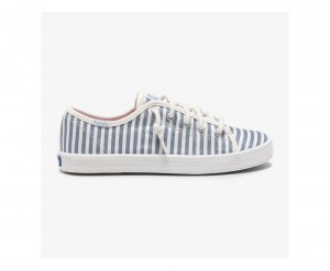 White / Blue Keds x Organic Cotton Kickstart Sneakers | 8490-EJZCA