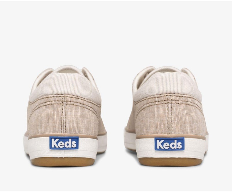 Beige Keds Center II Chambray Stripe Sneakers | 0719-CFVIB