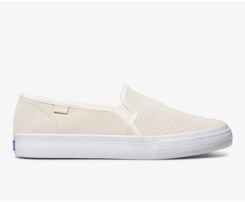 Beige Keds Double Decker Suede Slip On | 3468-QJBPI