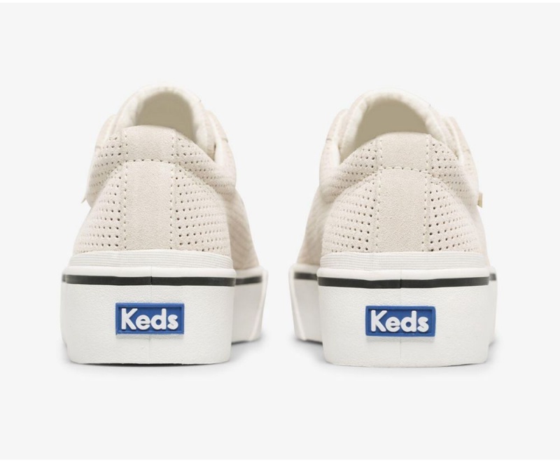 Beige Keds Jump Kick Duo Suede Sneakers | 2816-PCAZX