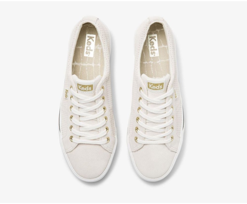 Beige Keds Jump Kick Duo Suede Sneakers | 2816-PCAZX