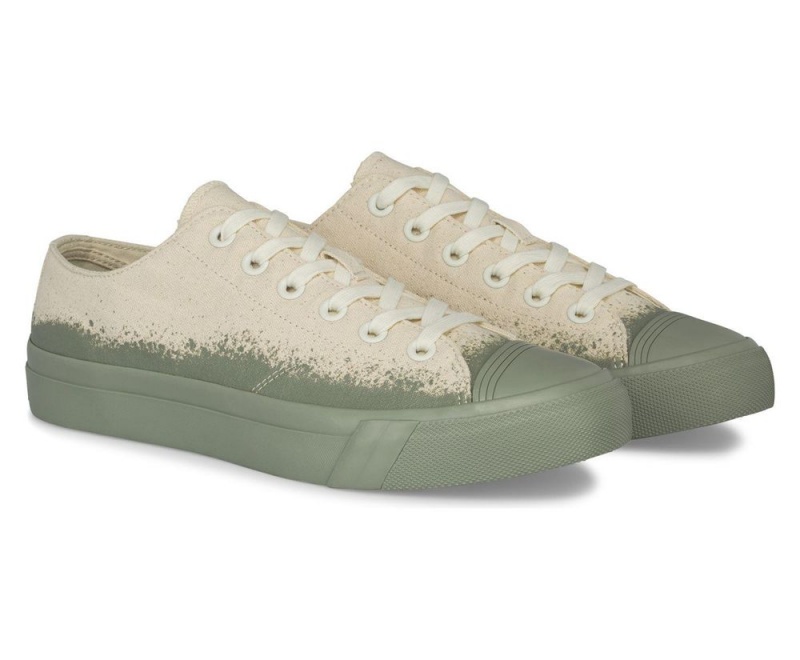 Beige / Green Keds Royal Lo Spray Foxing Sneakers | 6907-JUOMB