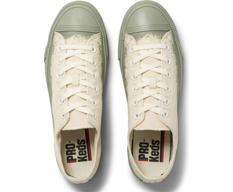 Beige / Green Keds Royal Lo Spray Foxing Sneakers | 6907-JUOMB