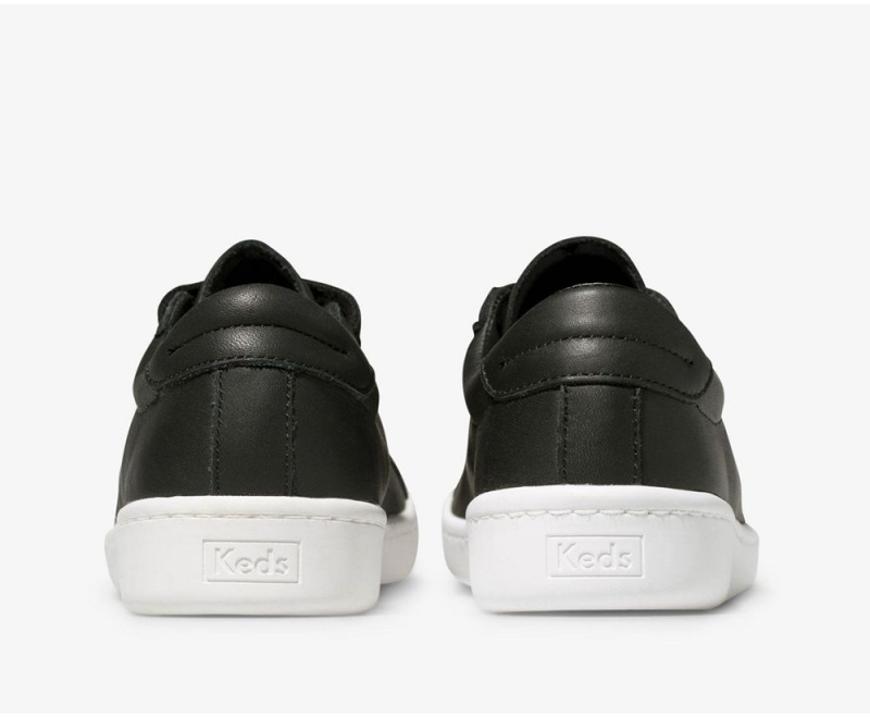 Black Keds Ace Leather Sneakers | 1608-OUZRG