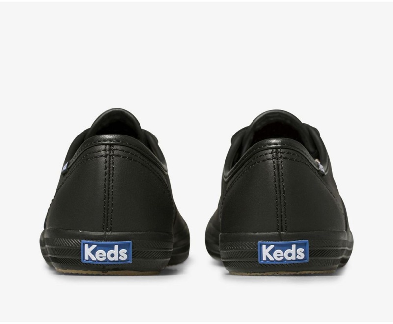 Black Keds Champion Originals Leather Sneakers | 5704-ZVJUP