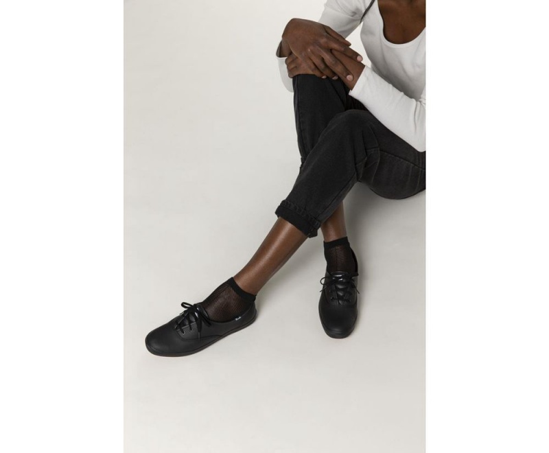 Black Keds Champion Originals Leather Sneakers | 5704-ZVJUP