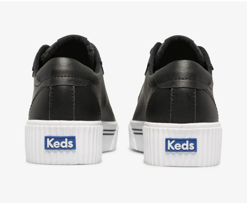 Black Keds Crew Kick Alto Leather Sneakers | 4081-WAOTR