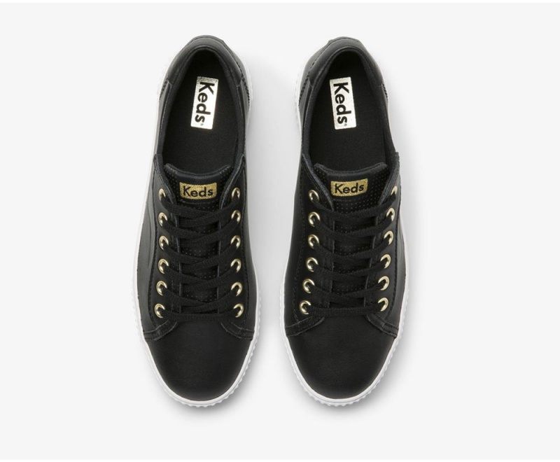 Black Keds Crew Kick Alto Leather Sneakers | 4081-WAOTR