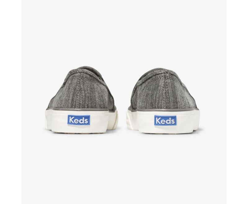 Black Keds Double Decker Brushed Denim Slip On | 7386-LCFNJ