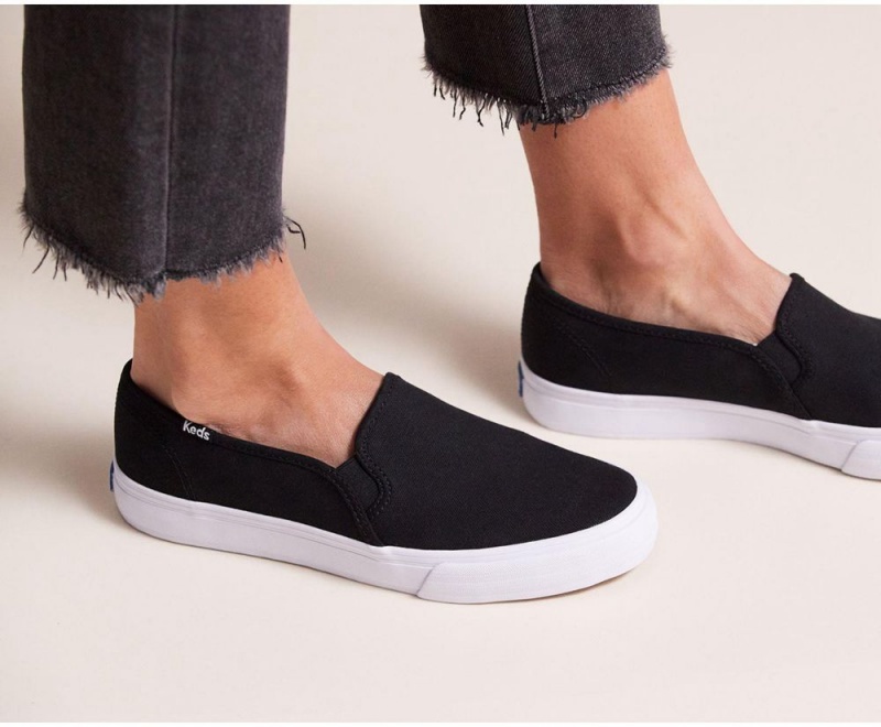 Black Keds Double Decker Canvas Slip On | 4309-GQJSZ