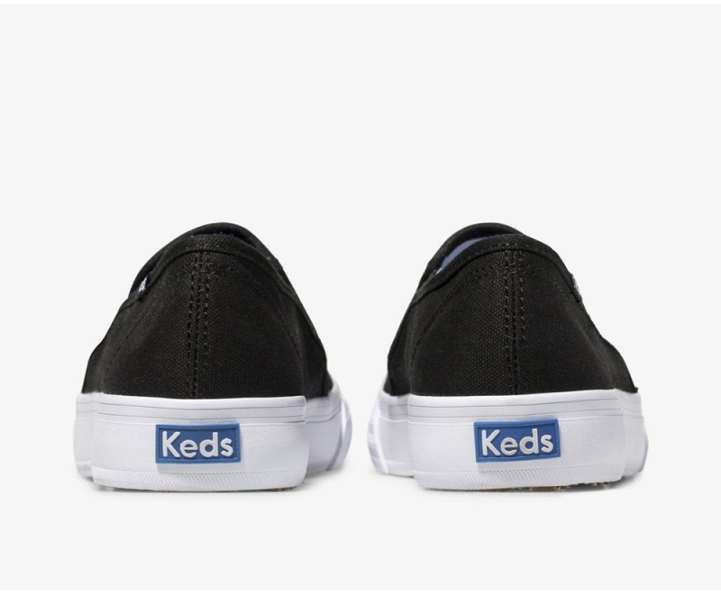 Black Keds Double Decker Canvas Slip On | 4309-GQJSZ