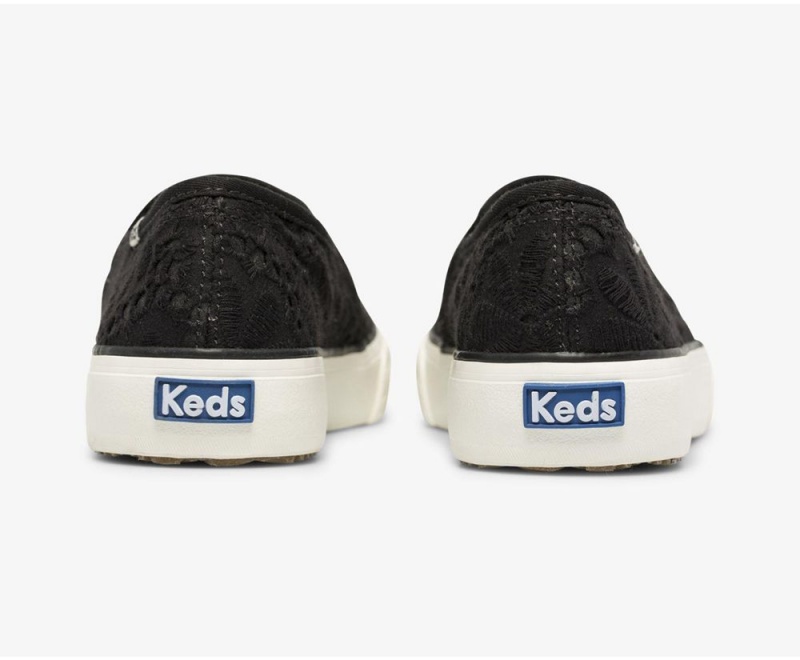 Black Keds Double Decker Eyelet Slip On | 9354-APEJG