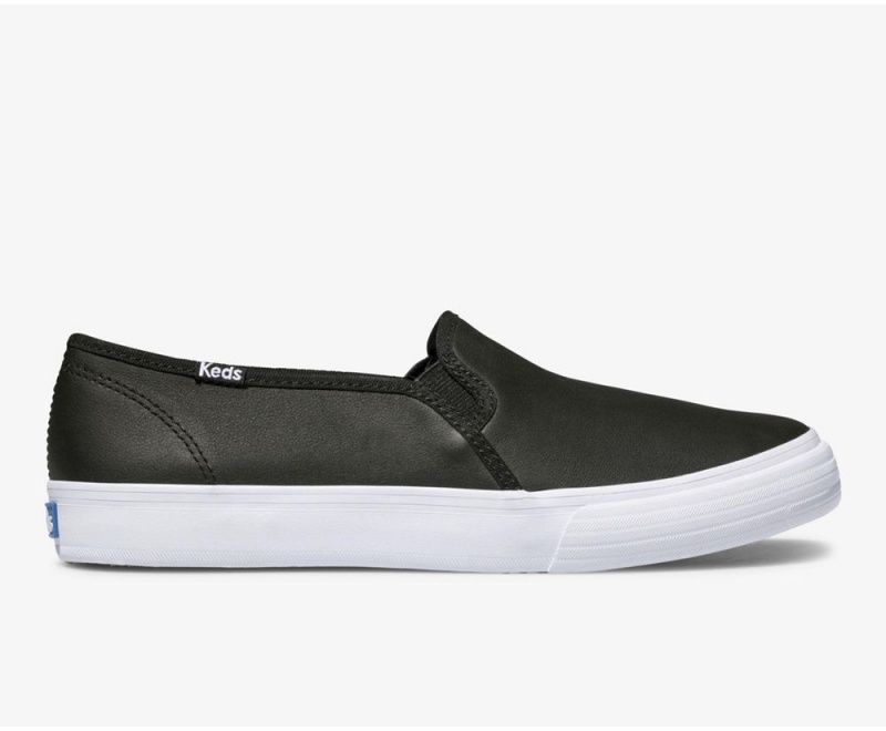 Black Keds Double Decker Leather Slip On | 4715-JOVCD