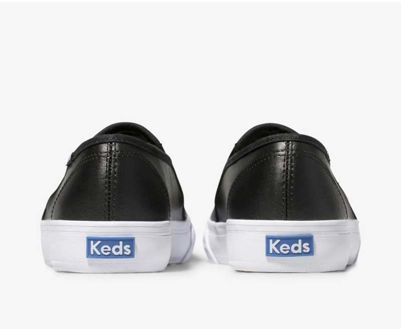 Black Keds Double Decker Perf Leather Slip On | 6013-MSVJD