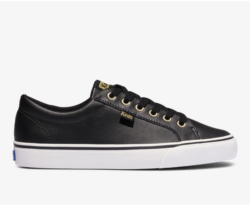 Black Keds Jump Kick Leather Sneakers | 6384-FNOSU