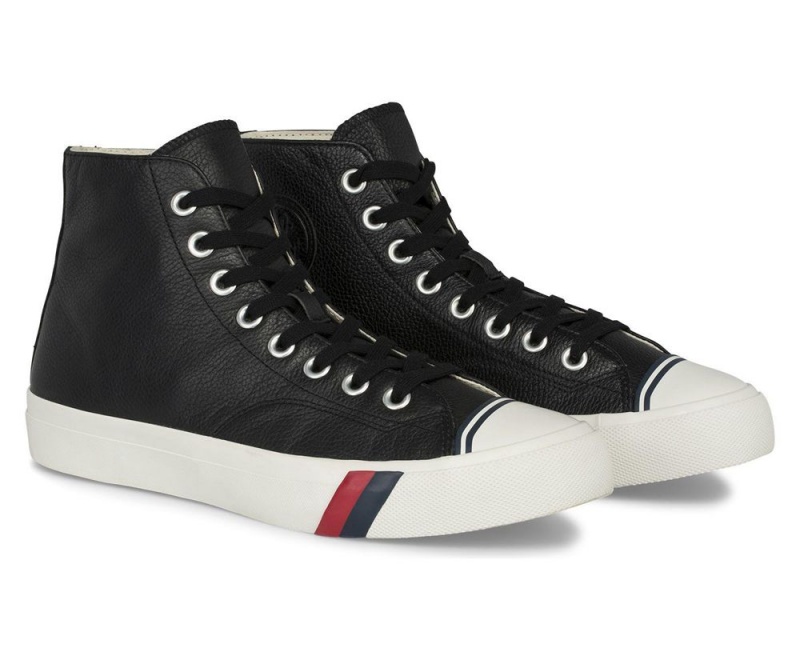 Black Keds Royal Hi Leather Sneakers | 6421-VUQHY