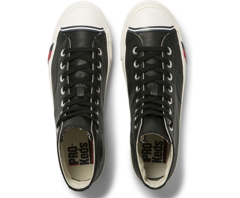 Black Keds Royal Hi Leather Sneakers | 6421-VUQHY