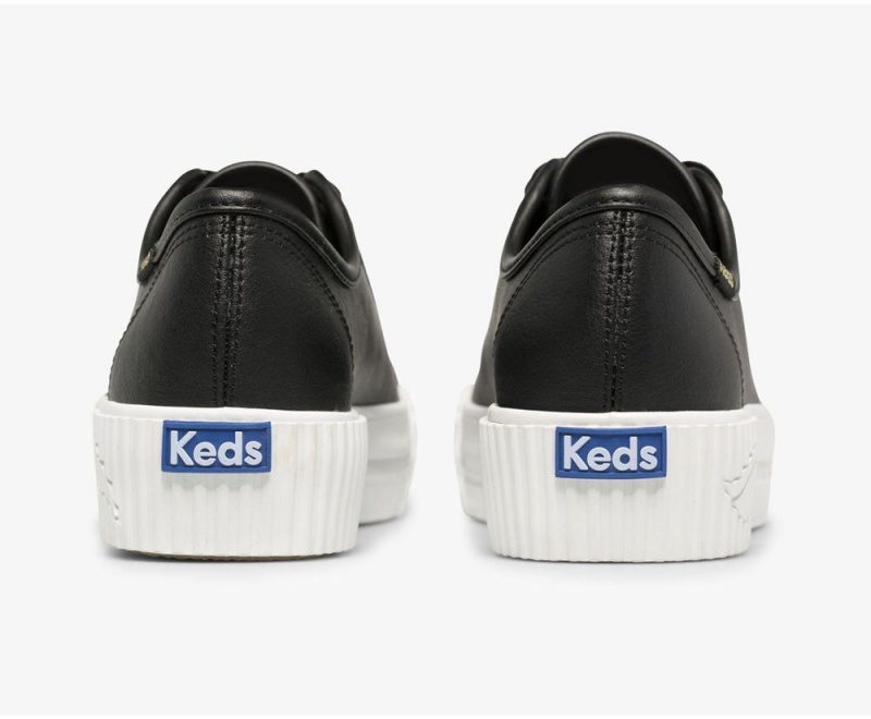 Black Keds Triple Kick AMP Leather Sneakers | 6358-BEMGY