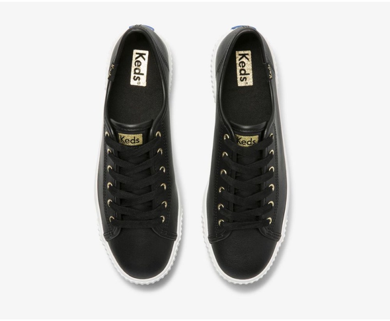 Black Keds Triple Kick AMP Leather Sneakers | 6358-BEMGY