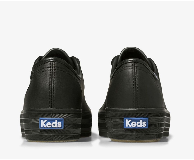 Black Keds Triple Kick Leather Sneakers | 5697-NJQPI