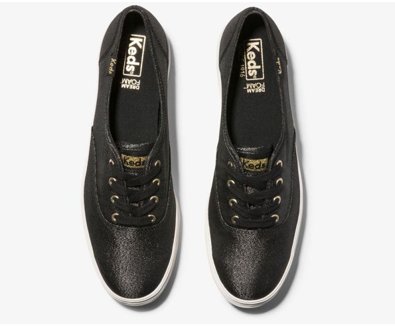 Black Keds Triple Metallic Twill Sneakers | 4582-GMLKQ