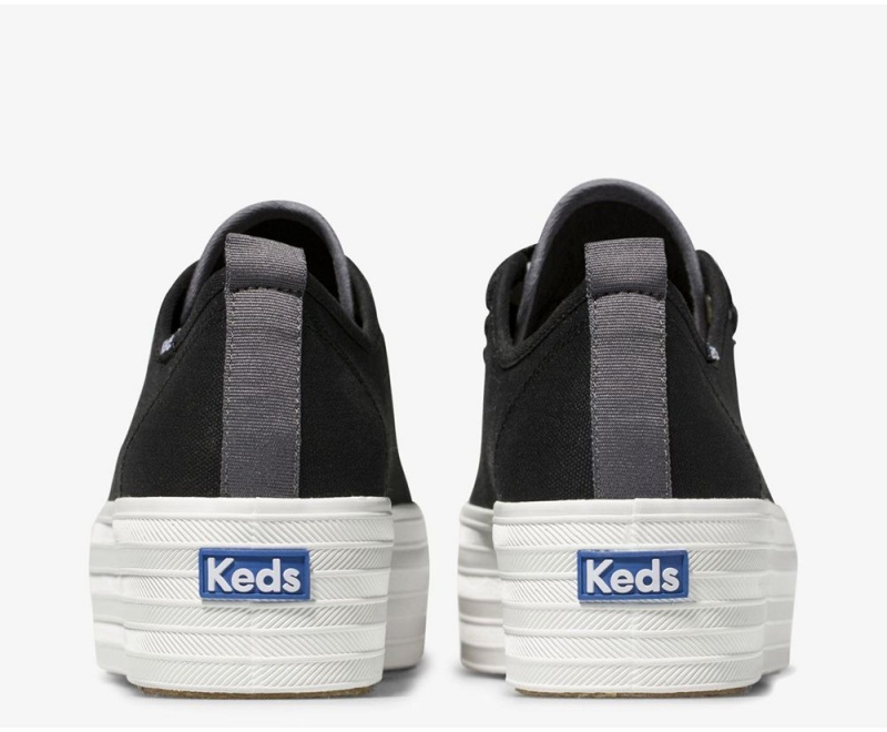 Black Keds Triple Up Canvas Sneakers | 2748-BNZDT